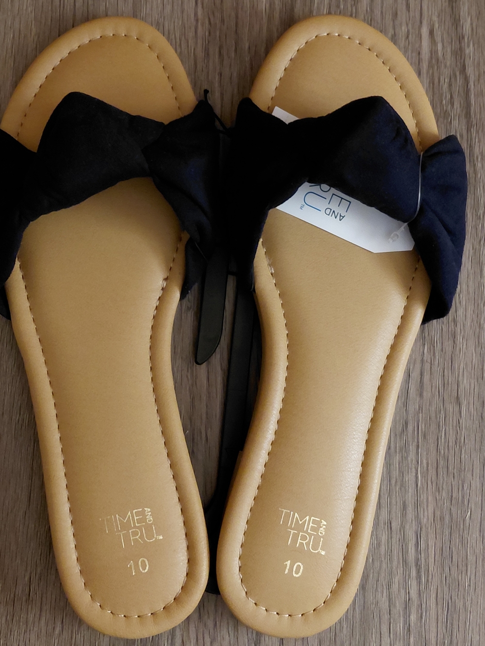 TIME AND TRU KNOT SLIDE SANDALS NAVY MEMORY FOAM WOMEN'S BEACH RESORT VACATION - Picture 2 of 9